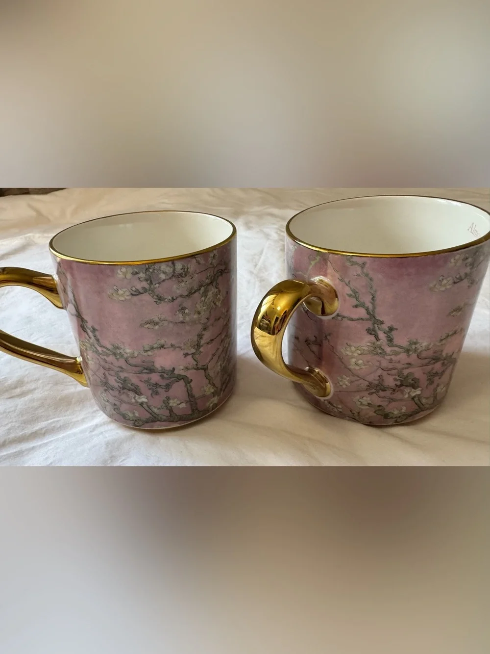 Vincent Van Gogh Porcelain Art Mug with Almond Blossoms Pink Gold Museum